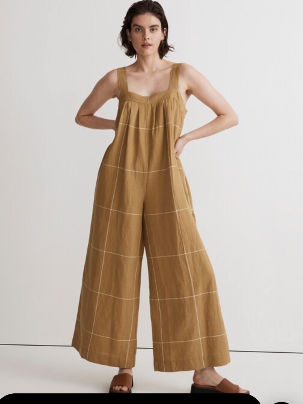 Madewell Windowpane Super Wide Leg Jumpsuit Size 16 NWT No Longer Sold